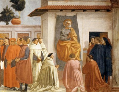 Raising of the Son of Theophilus and St Peter Enthroned (detail) by Tommaso si Ser Giovanni di Simone